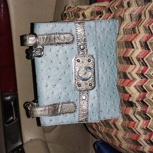 Guess Silver and Blue Shoulder Bag